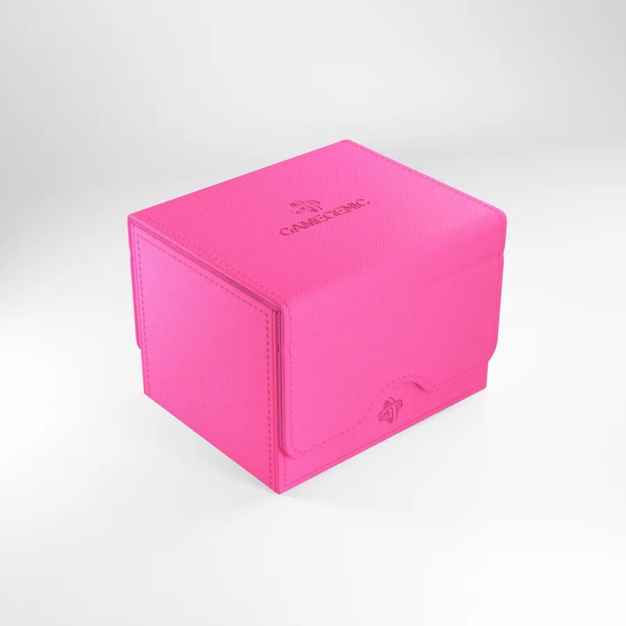 A bright pink rectangular box with a textured surface is shown against a plain white background. The top displays the logo and text 