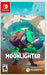 Cover art for the indie action RPG "Moonlighter" on Nintendo Switch. The illustration shows a character with a large backpack, holding a sword and a lantern, standing in front of a glowing green portal set in an ancient, ornate stone arch. Logos for 11 Bit Studios, ESRB (rated Everyone 10+), and Nintendo Switch are visible.