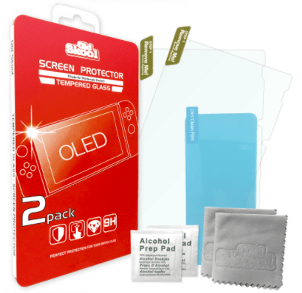 Old Skool Tempered Glass Screen Protector for Nintendo Switch OLED (2-Pack)