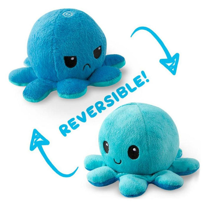 TeeTurtle Reversible Double Blue Octopus Plushie