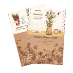 Two "Chamomile" packets feature Robotime brand logos: the top with chamomile flowers in a wooden vase illustration, and the bottom with brown sketches of flowers on beige.