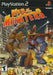 Cover of Everything Games' "War Of The Monsters" game. A giant ape and a robot are locked in a fierce fighting game, causing widespread destruction. Explosions, fires, and damaged buildings surround them. People are fleeing in panic, and the backdrop displays a cityscape under attack by giant monster battles.