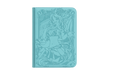 Teal-colored notebook cover featuring a detailed illustration of an animated female character holding a microphone. She has long hair and wears a decorative outfit with gloves. The background includes ornate, swirling patterns and a floral motif near the top—ideal for pairing with your Dueling Guard's The Navigator TCG Binder.