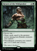 A Magic: The Gathering card titled "Return of the Wildspeaker [Outlaws of Thunder Junction Commander]" from the Magic: The Gathering set features a muscular, shirtless man breaking free from green and black tendrils, emitting powerful energy. The card allows drawing cards or enhancing non-Human creatures. The flavor text reads, "The curse is broken.