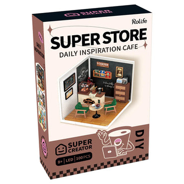 Rolife Super Creator Daily Inspiration Cafe Plastic DIY Miniature House Kit DW001