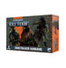 Box art for Games Workshop KILL TEAM: FARSTALKER KINBAND set featuring the Kroot Farstalkers Kinband. The box displays detailed artwork of several reptilian humanoids armed with rifles and wearing armor in a rugged, sci-fi landscape. The bottom-left corner indicates the set includes 12 miniatures.