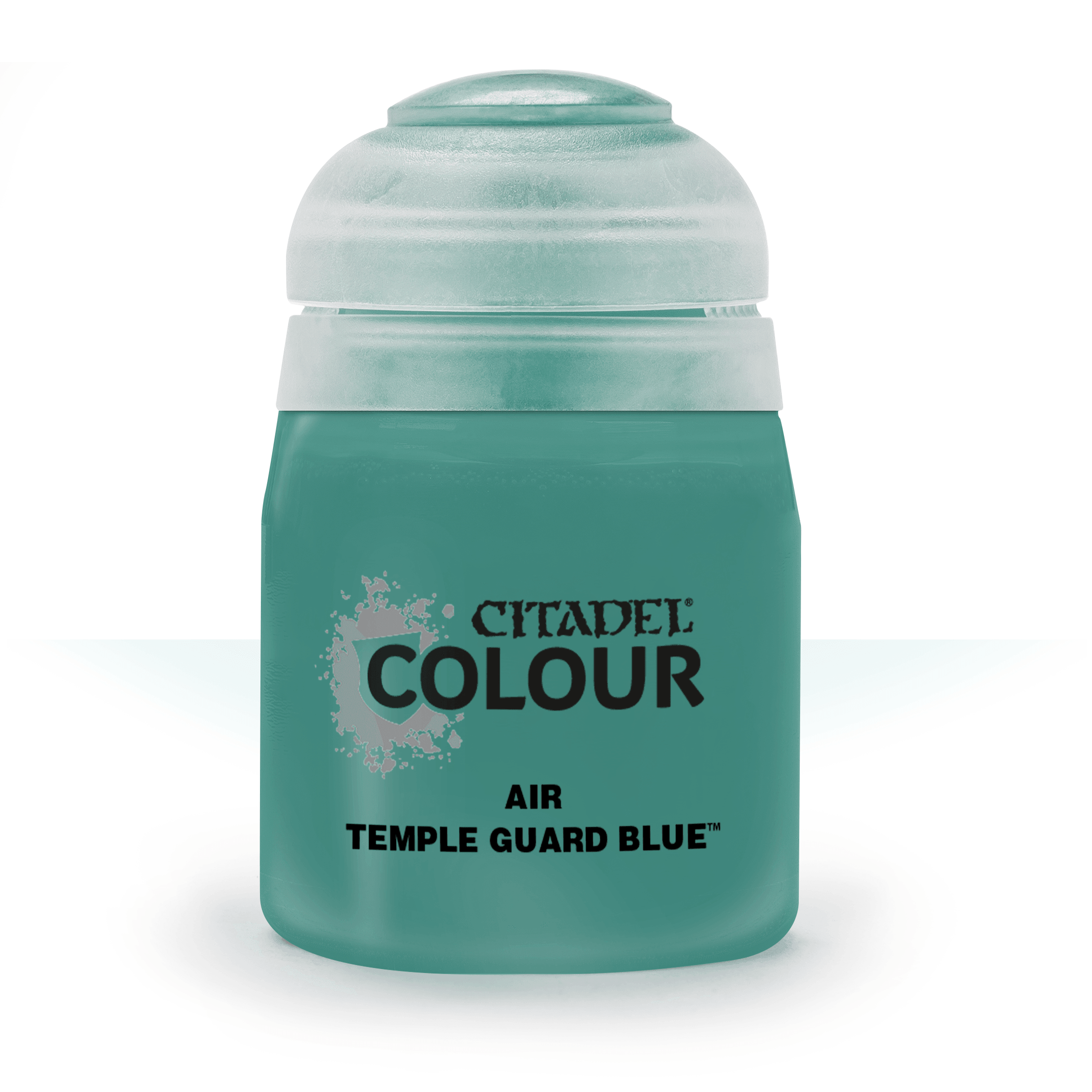 Image of a small cylindrical plastic container of Citadel paint, labeled 