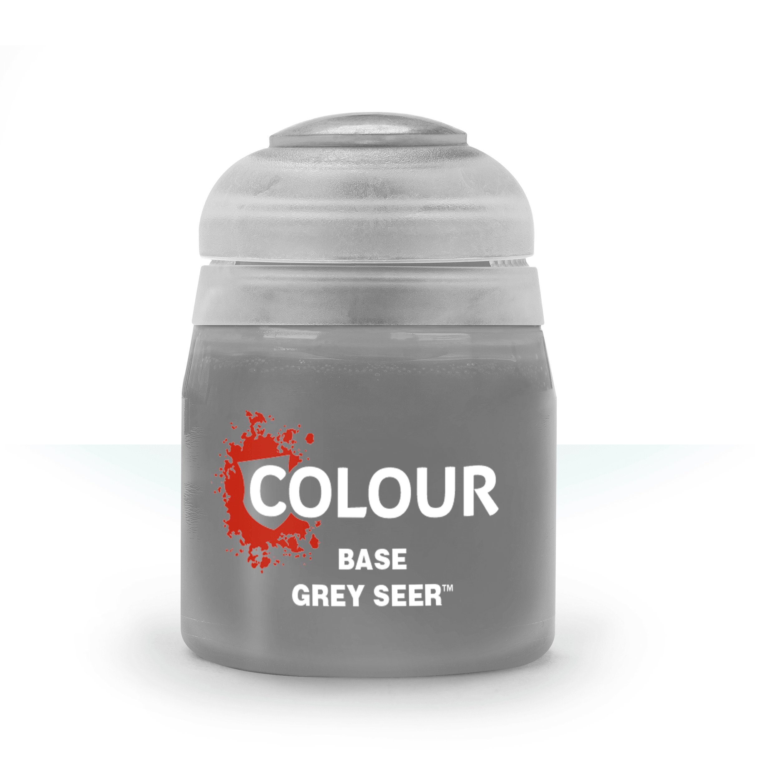 A small, cylindrical container of acrylic paint with a light gray label. The label features a red splash logo with the word 