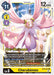 The image features a rare Cherubimon [BT8-043] card from the Digimon: New Awakening Pre-Release set. This pink, rabbit-like creature is adorned with large wings and a flowing robe. With Tamer appeal, it has a Play Cost of 11, DP of 12000, and Digivolution Costs of 4/4. As a Pre-Release version, it comes with special abilities.