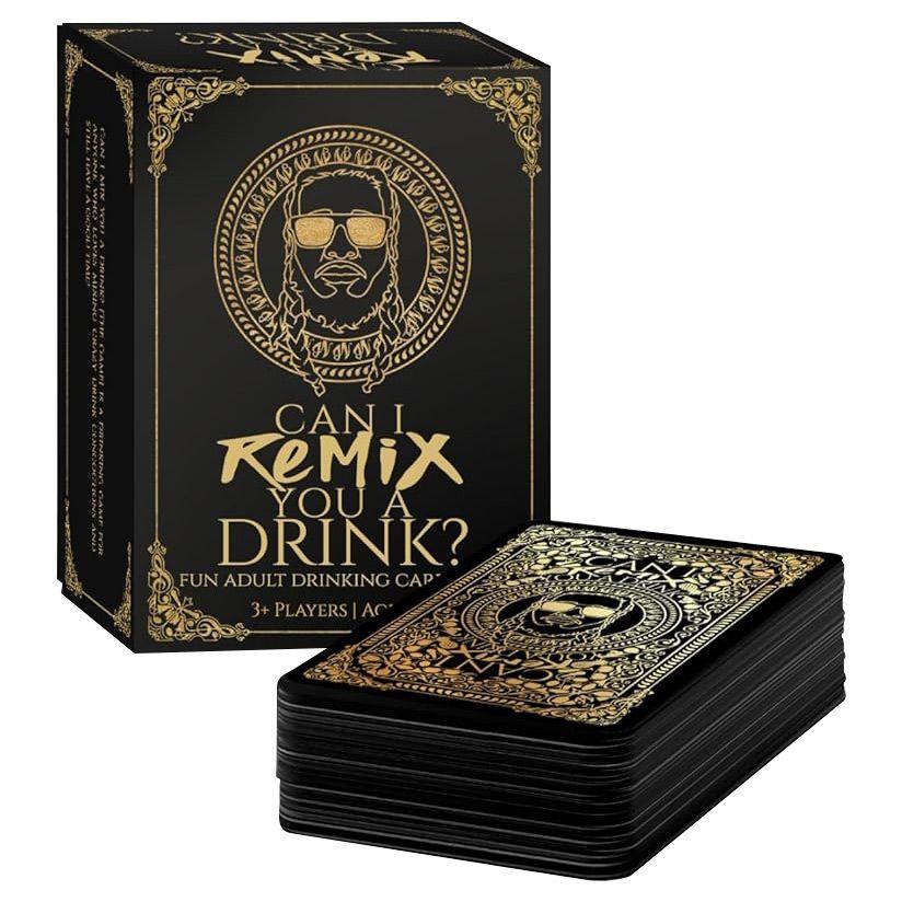 The image displays a card game box and a stack of cards. The box is black with gold ornate designs and features T-Pain's face with sunglasses. The text reads, 