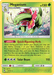 A **Pokémon** trading card of **Meganium (8/214) [Sun & Moon: Lost Thunder]**. This Holo Rare Grass type has a green body and a flower around its neck. It evolves from Bayleef, labeled Stage 2 and Herb Pokémon, with 150 HP. Its abilities include "Quick-Ripening Herb" and "Solar Beam" causing 110 damage. The card number is 8/214.