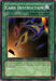 The image is of a Yu-Gi-Oh! trading card titled "Card Destruction [SYE-032] Common," a 1st Edition Normal Spell Card with the code SYE-032 from Starter Deck: Yugi Evolution. The illustration shows a hand scattering several cards into the air, and its text describes discarding and drawing cards. The card's ID number is 72892473.