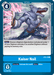 A digital card from the Starter Deck: Cocytus Blue, branded as Digimon, features a blue anthropomorphic wolf with a muscular build, metallic gauntlets, and glowing pink energy claws. This card, named "Kaiser Nail" [ST2-15], allows a Digimon to digivolve without memory cost. The card has a cost of 4 and includes a security effect.