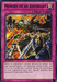 A Yu-Gi-Oh! Rare Trap Card titled "Memory of an Adversary [BP02-EN212] Rare" from Battle Pack 2: War of the Giants. The card art shows a warrior battling a skeletal monster with glowing green eyes and a sword. The text box explains the card's effect: taking damage equal to an attacking monster's ATK and banishing it, then summoning it during the opponent's
