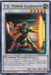 A Yu-Gi-Oh! trading card from the Legendary Collection 5D's, "T.G. Power Gladiator [LC5D-EN214]" depicts a muscular warrior with spiked hair and armor, wielding a glowing sword. This Common Synchro/Effect Monster boasts attributes [Warrior/Synchro/Effect], with 2300 ATK and 1000 DEF. The effect text and other details are