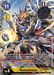 Discover the Super Rare Digimon card, Rasenmon [BT7-040] (Alternate Art) [Next Adventure], featuring a formidable beast-like creature adorned with sharp claws and striking red, gold, and black armor. As a Level 6 Mega with 11,000 DP, it showcases powerful Digi-Burst effects that impact digivolution and your opponent's Digimon. Brought to you by the Digimon brand.