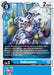 A Digimon trading card named "Gabumon [BT5-020] (Winner Pack New Awakening) [Battle of Omni]" features Gabumon, a wolf-like creature with a striped pelt and a horn on its head. The card has 2000 DP and a play cost of 3. It is part of the Battle of Omni series and includes special abilities as well as details such as level, type, and a description box for gameplay.