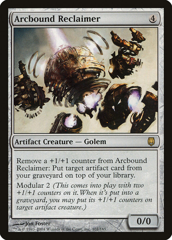 The image showcases an artifact creature card from Magic: The Gathering called 