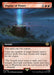 The Magic: The Gathering card "Display of Power (Extended Art) [The Lord of the Rings: Tales of Middle-Earth]" transports players to a dark, stormy landscape reminiscent of Middle-Earth. With a backdrop featuring a rocky cliff and a swirling red and blue vortex, this rare instant card allows you to "Copy any number of target instant and/or sorcery spells." It also includes an evocative quote from Gandalf.