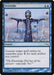 Magic: The Gathering card titled "Override [Mirrodin]" features a robed, electricity-wielding figure with outstretched arms in a snowy Mirrodin landscape. The instant card has a blue border and text: "Counter target spell unless its controller pays 1 for each artifact you control." Art by Hugh Jamieson.