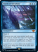 The image shows a Magic: The Gathering card titled "Storm of Saruman [The Lord of the Rings: Tales of Middle-Earth]." It's an enchantment card costing 4 blue mana and 2 generic mana. The illustration features a stormy, mystical landscape with swirling blue energy. The card has abilities "Ward 3" and a unique spell-copying mechanic.
