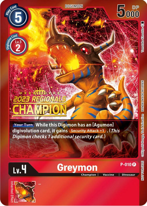 Greymon [P-010] (2023 Regionals Champion) [Promotional Cards]