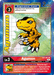 A Digimon trading card from the Classic Collection featuring Agumon [EX1-001] (Alternate Art) [Classic Collection]. Agumon, a small yellow dinosaur-like creature with green eyes and sharp claws, boasts stats like a Digivolve Cost of 3, 2000 DP, Level 3 Rookie, and Vaccine type. A special move description graces the bottom left corner.