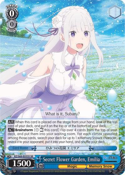 Secret Flower Garden, Emilia (RZ/S68-E053S SR) [Re:ZERO Memory Snow]