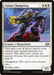 The image is a *Magic: The Gathering* card titled "Valiant Changeling [Modern Horizons]," part of the *Magic: The Gathering* set. It depicts a warrior in armor on a galloping horse, brandishing a weapon. This shapeshifter costs 5 white-white mana and features changeling, double strike, 3/3 stats, and a cost reduction ability.