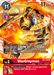 The WarGreymon [BT5-016] card from the Digimon Battle of Omni edition showcases a Dragonkin warrior with a striking yellow-armored, dragon-like appearance set against a red and orange backdrop. This level 6 card has a play cost of 11 and 11,000 DP, featuring robust attacking effects and gameplay rules.