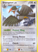 A rare Pokémon trading card for Staraptor (27/100) [Diamond & Pearl: Stormfront] from Pokémon. The card shows a fierce, bird-like Pokémon with a sharp beak and red crest. It has 120 health points. Attacks listed are "Strong Breeze" and "Clutch." Abilities, weaknesses, resistances, level, and illustrator details are also included.