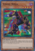 A trading card from "Shadows in Valhalla" features "Strike Ninja [SHVA-EN021] Super Rare," an Effect Monster in dark purple armor with golden accents, wielding a sword against a vibrant, multicolored background. The card text details its Quick Effect abilities and stats: 1700 attack and 1200 defense points. Copyright info and codes are at the bottom under the Yu-Gi-Oh! brand name.