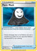The image is a Pokémon Trading Card named "Panic Mask (165/196) [Sword & Shield: Lost Origin]" from the Lost Origin series. It depicts a black hooded mask with a wide, mischievous grin on a white face. The card, bordered in yellow, is labeled as an "Uncommon Trainer Item." Descriptions indicate it prevents damage from Pokémon with 40 HP or less.