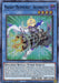 A Yu-Gi-Oh! trading card named "Magikey Mechmusket - Batosbuster [DAMA-EN032] Super Rare" from the Dawn of Majesty series. It depicts a character with blonde hair and blue clothing, wielding a large mechanical weapon. The card's attributes include Machine, Ritual, Tuner, and Effect, with stats of 2000 ATK and 2200 DEF. Card ID: DAM