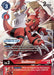 A Digimon card titled "Guilmon [BT12-007] (Ultimate Cup) [Across Time Promos]" from the Digimon series. This Promo card features a red dinosaur-like creature with white claws and a digital hazard symbol on its chest. It has 2000 DP, Lv.3, and costs 3 to play. Text and icons illustrate its abilities and effects.