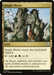 Magic: The Gathering card Jungle Shrine [March of the Machine Commander], a Land, depicts an ancient, overgrown temple entrance with a large triangular arch. The text reads: "Jungle Shrine enters the battlefield tapped. {T}: Add {R}, {G}, or {W}." A description mentions the scarcity and awe of terrestrial gods.