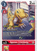 This Digimon card, Agumon (X Antibody) [BT9-008] [X Record Pre-Release Promos], is part of the highly sought-after Pre-Release Promos. The card boasts a striking red and white frame, with a Play Cost of 3 and DP of 2000. Featuring Agumon, the yellow dinosaur-like Digimon with fierce red eyes, its details including Set Number BT9-008 are clearly noted.