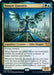 Tanazir Quandrix (Promo Pack) [Strixhaven: School of Mages Promos], an Elder Dragon from Magic: The Gathering, is a card featuring a green-scaled dragon with multiple wings. It costs 3, a green, and a blue mana. With flying and trample abilities and boasting 4/4 power and toughness, its stunning illustration is by Raymond Swanland.