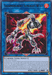 A trading card titled "Salamangreat Sunlight Wolf [SAST-EN048] Rare" from the Yu-Gi-Oh! Savage Strike series. The card showcases an animated, fiery wolf standing on hind legs with flames radiating from its body. It has a blue frame with intricate details and text at the bottom describing its cyberse/link/FIRE Effect Monster attributes and abilities.