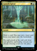 A Magic: The Gathering card titled "Growth Spiral [The Lord of the Rings: Tales of Middle-Earth Commander]." It features green and blue mana symbols, indicating its color requirements. The artwork depicts a person casting a spell, causing green spirals of energy from nature to emerge. As an instant card, it allows drawing a card and playing an additional land.