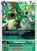 The Rapidmon [EX2-027] (Tamer Party Vol. 6 Promo) Digimon trading card from the Digital Hazard Promos series showcases Rapidmon in dynamic action, adorned in green and gold armor. This Level 5 card boasts 7000 DP and an evolution cost of 8, and it features a "When Digivolving" effect along with two "Your Turn" effects. Detailed descriptions and stats are provided at the bottom of the card.