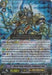 A trading card featuring "Bluish Flame Liberator, Prominence Core (BT16/S05EN) [Legion of Dragons and Blades ver.E]." The image shows an armored warrior wielding a glowing blue sword, with a silver holographic border. Detailed stats include power levels, skills, and attributes below the image. This member of the Gold Paladin belongs to the Legion of Dragons and Blades by Bushiroad.