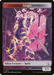 A magical creature with a rocky, fragmented body, glowing with purple energy, wields a large, jagged sword as it stands amidst a shattering archway. The background is a chaotic burst of pinkish-purple light. The text reads "Token Creature — Spirit, 3/2", part of the Magic: The Gathering Treasure (21) // Spirit (13) Double-Sided Token [March of the Machine Tokens] series. Illustrations by Michael Walsh.