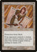 A "Magic: The Gathering" card titled Cho-Arrim Legate [Mercadian Masques], from the Mercadian Masques set, depicts a brown-haired female soldier with wings, clad in armor, and holding a staff. This creature card costs 2 white mana and has 1 power and 2 toughness. It features Protection from black and an ability to play for free when conditions are met. Art by