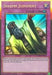 A Yu-Gi-Oh! Gold Rare Solemn Judgment [MAGO-EN051] Trap Card depicting an older bearded man in a green robe raising his hand, with two blonde figures behind him. The card's border is purple, and the effect text details its ability to negate monster summons or spell/trap cards at the cost of half the player's life points.