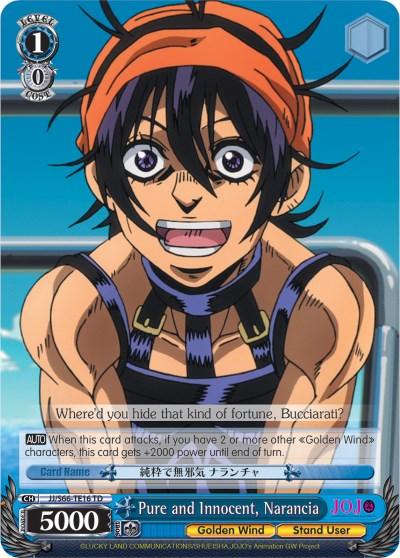 A Bushiroad trading card featuring a character with short dark hair, an orange bandana, and a sleeveless outfit. The character is smiling widely against a blue background. Text on the card includes 