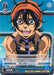A Bushiroad trading card featuring a character with short dark hair, an orange bandana, and a sleeveless outfit. The character is smiling widely against a blue background. Text on the card includes "Pure and Innocent, Narancia (JJ/S66-TE16 TD) [JoJo's Bizarre Adventure: Golden Wind]" and descriptions of effects in both Japanese and English. Part of the Golden Wind series from JoJo's Bizarre Adventure.


