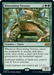 A Magic: The Gathering card titled **Blossoming Tortoise [Wilds of Eldraine]** from Magic: The Gathering features an illustration of a large tortoise with foliage on its shell, wandering through a forest. This Creature — Turtle has abilities to mill three cards and return a land card from the graveyard, among other effects. Its stats are 3/3.