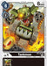 The Digimon trading card "Tankmon [BT3-067] (Tamer Party Vol. 4) [Release Special Booster Promos]" features a cyborg Digimon with a tank body, green upper body, sharp teeth, and red eyes, launching a fiery projectile. The card includes details like play cost, level, DP, and other game-specific attributes. Additionally, there is a small image of another Digimon in the bottom corner.