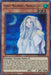 A "Ghost Mourner & Moonlit Chill [MP21-EN061] Ultra Rare" Yu-Gi-Oh! trading card from the 2021 Tin of Ancient Battles. The card features an anime-style illustration of a girl with blue eyes and long white hair, wearing a hooded dress decorated with blue patterns. She stands against a celestial blue and purple background. Below, card details and effects are provided.
